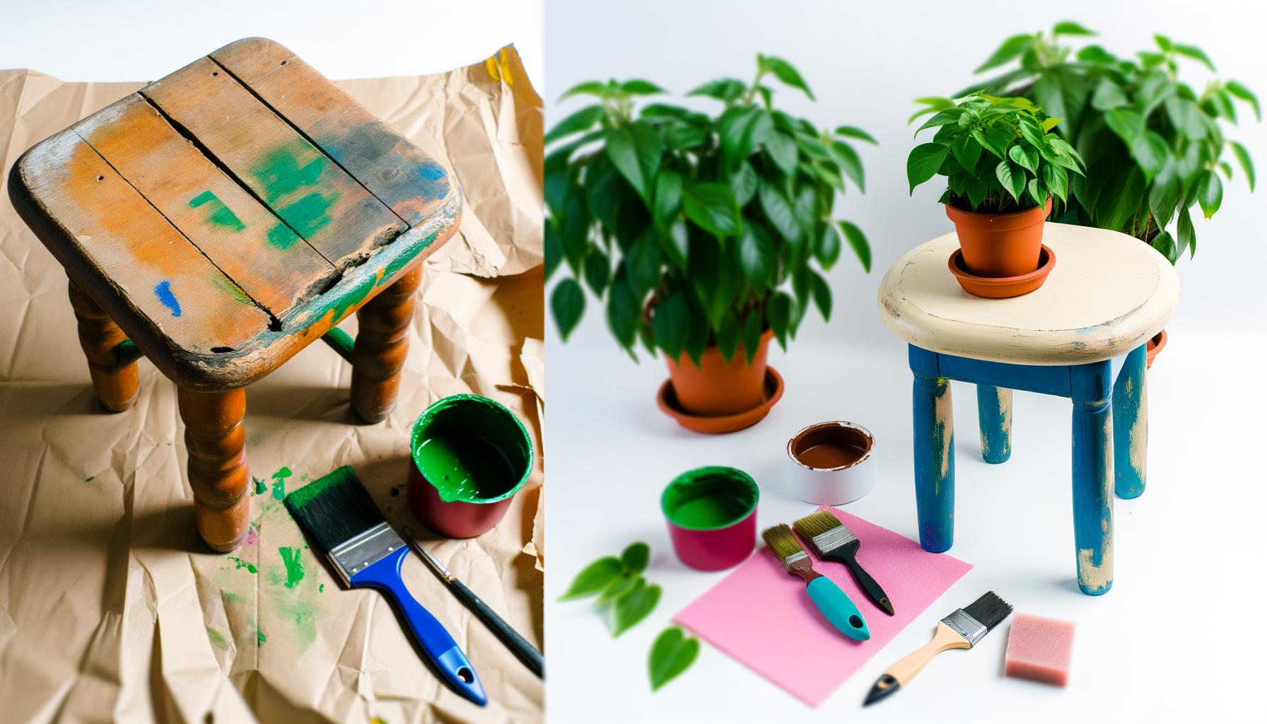 diy plant stand from an old stool 0 25