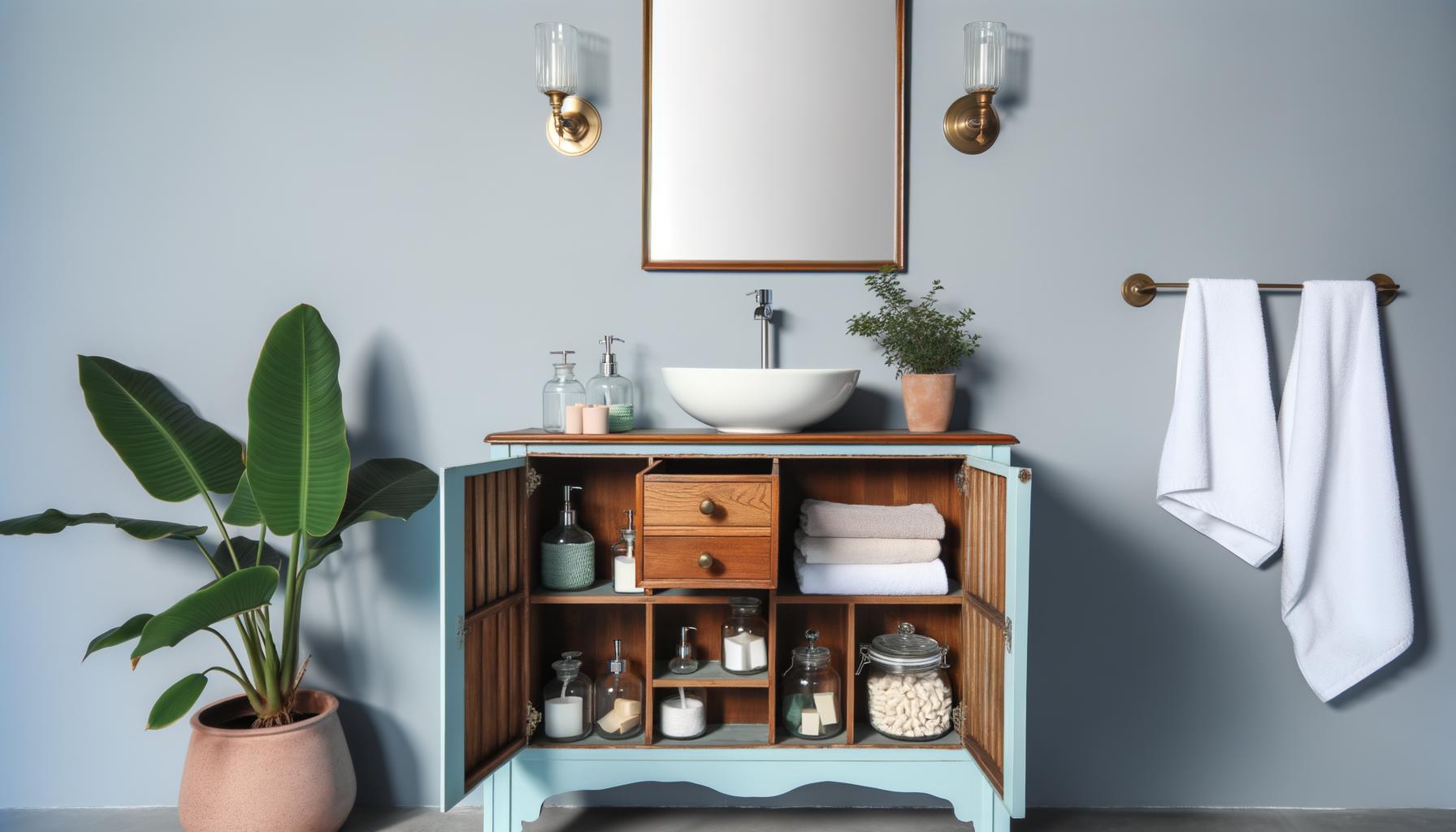 how to repurpose a sideboard for bathroom storage 0 29